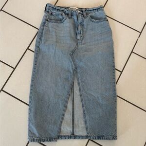 Blue Denim Midi Skirt